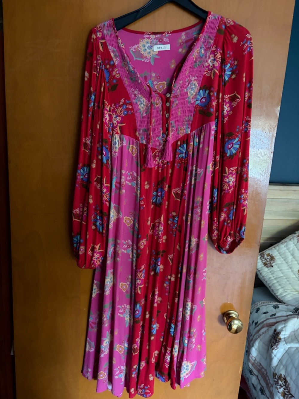 Spell Pink Floral Boho Dress with Multicolor Blooms